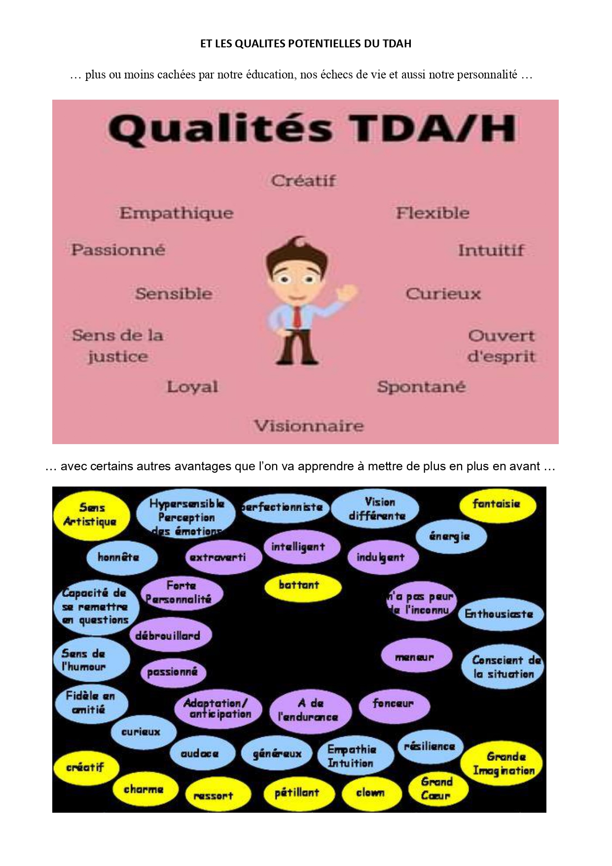 Les qualites classiques et potentielles du TDAH Adulte
